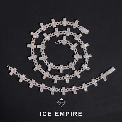 Iced Out Cross Rose Gold Plated Moissanite Cuban Chain