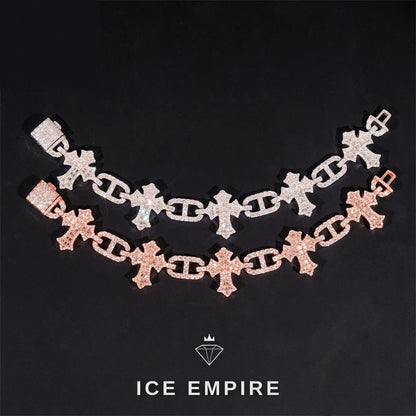 Iced Out Cross 925 Silver Moissanite Cuban Chain