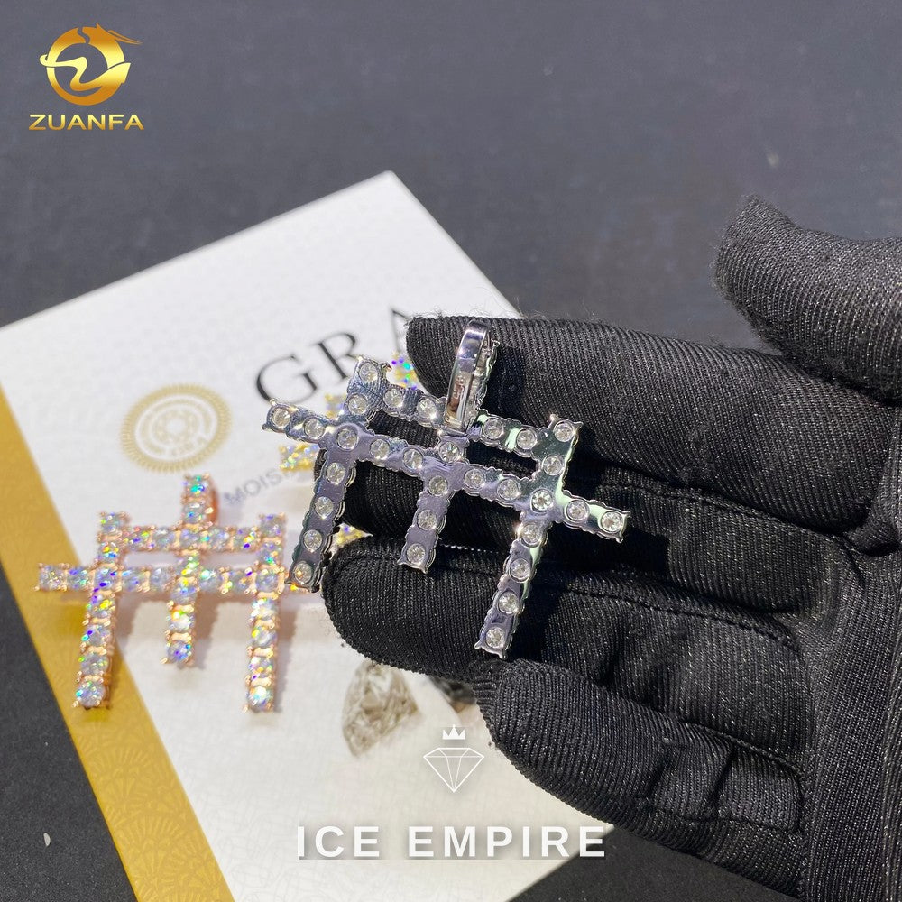 Iced Out Cross Rose Gold Plated Moissanite Pendant