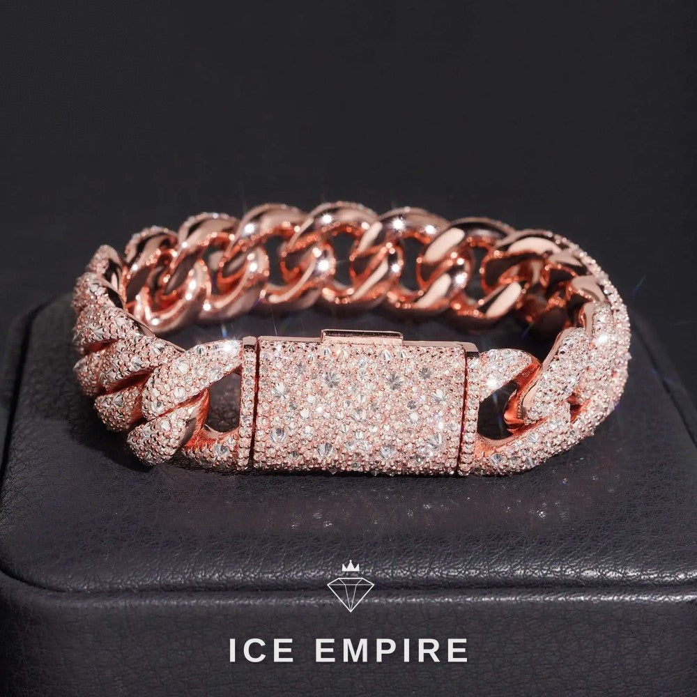 Iced Out Rose Gold Moissanite Cuban Chain