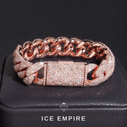 Iced Out Rose Gold Moissanite Cuban Chain