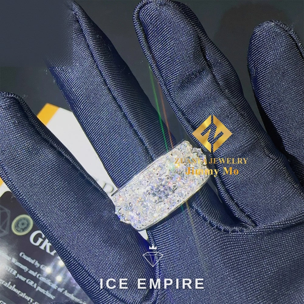 Iced Out 925 Silver Moissanite Ring