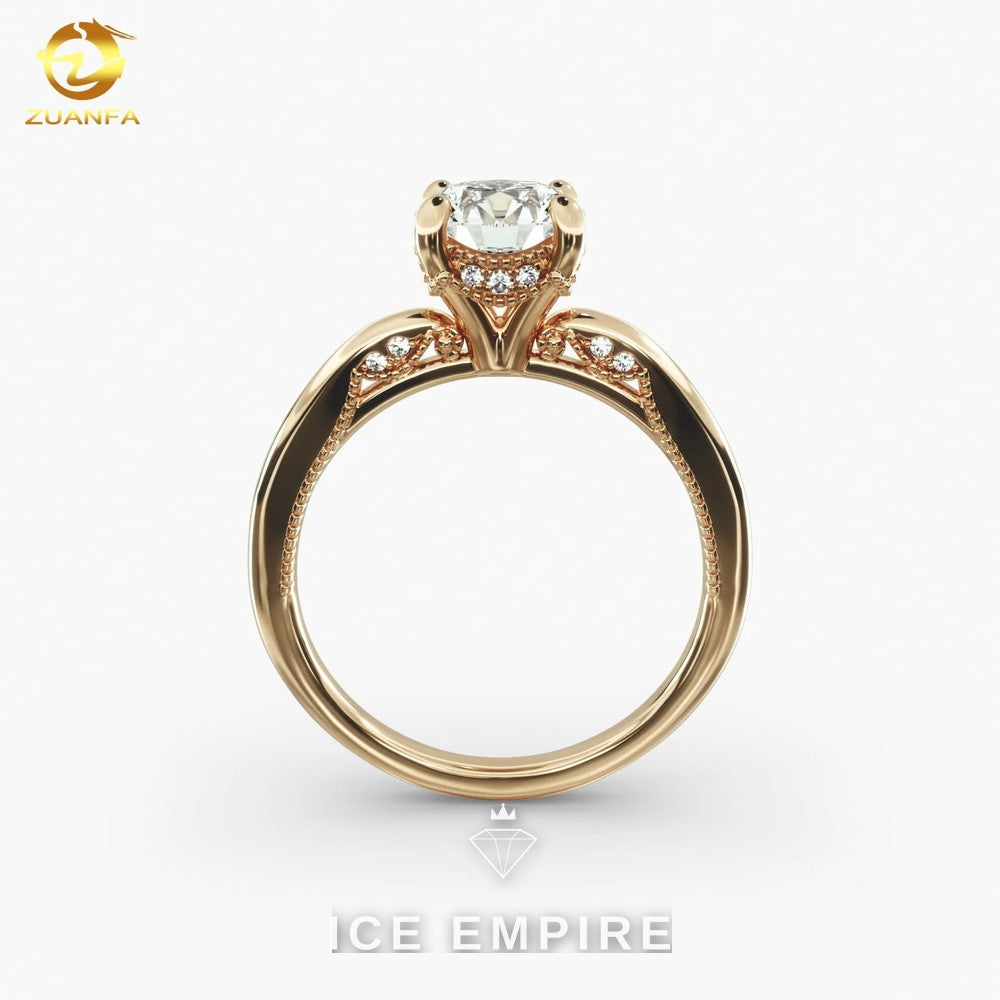 Iced Out Rose Gold Plated Moissanite Engagement Ring