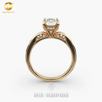 Iced Out Rose Gold Plated Moissanite Engagement Ring