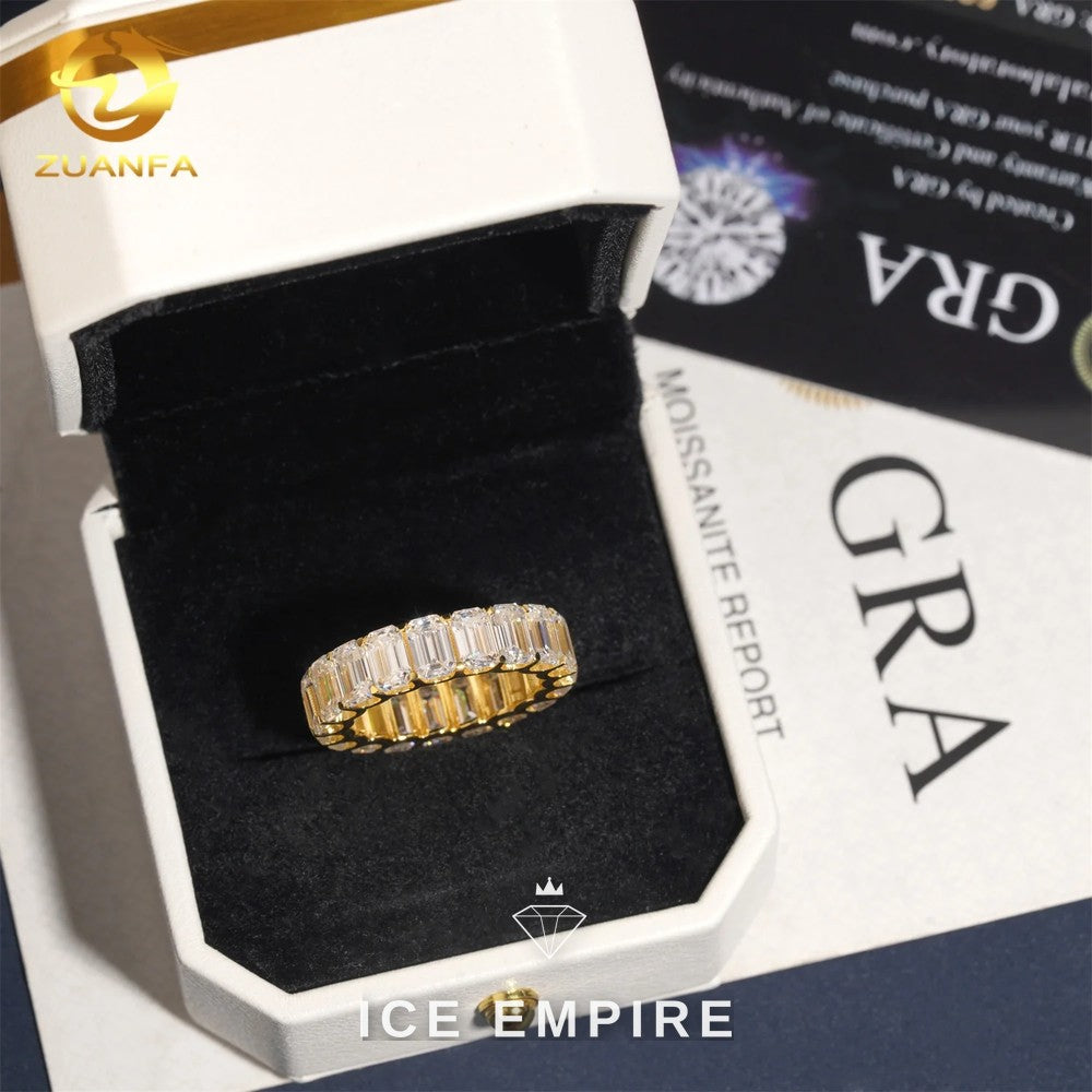 Iced Out 925 Silver Moissanite Engagement Ring
