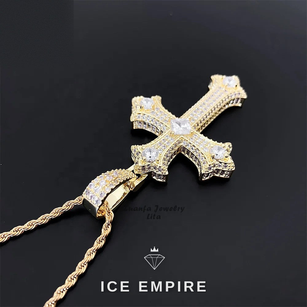 Iced Out Cross 925 Silver Moissanite Pendant