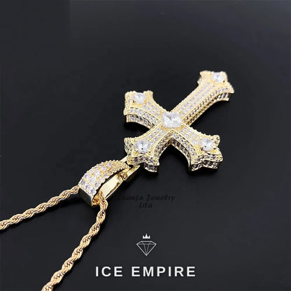 Iced Out Cross 925 Silver Moissanite Pendant
