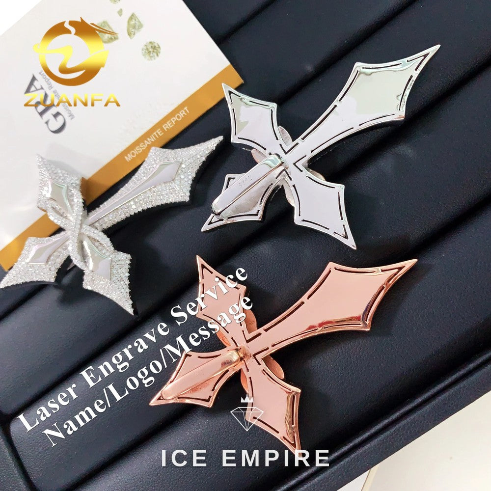 Iced Out Cross 925 Silver Moissanite Pendant
