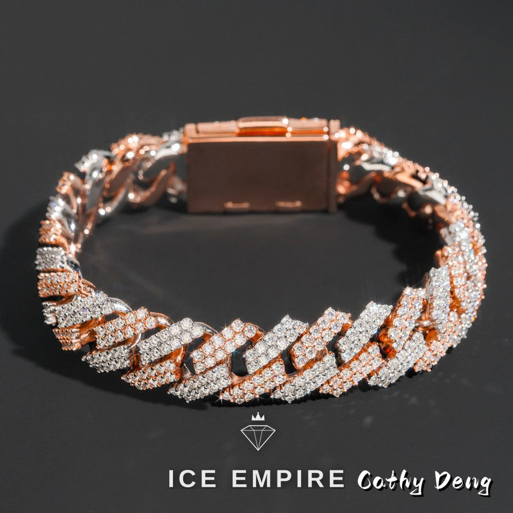 Iced Out Rose Gold Plated Moissanite Cuban Chain