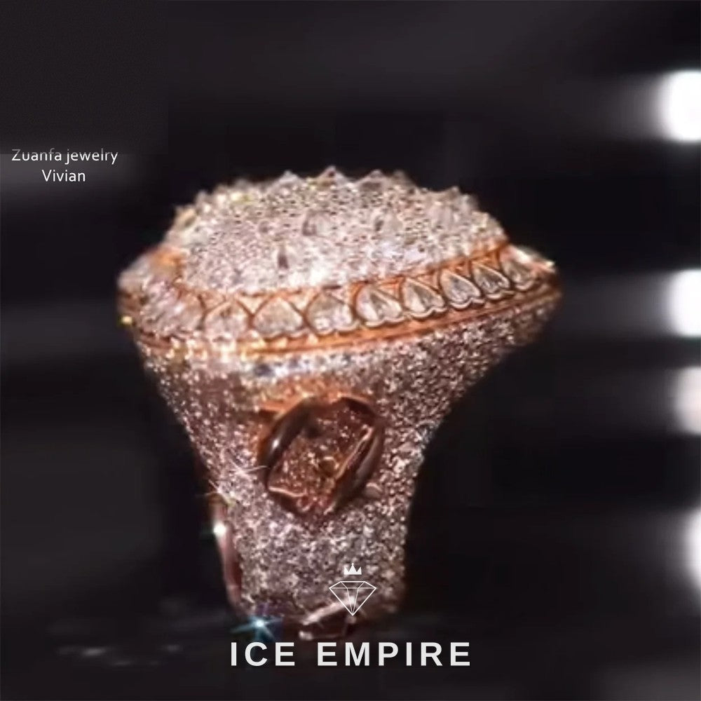 Iced Out Rose Gold Plated Moissanite Ring