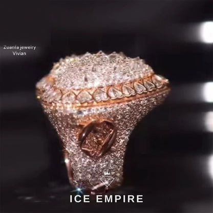 Iced Out Rose Gold Plated Moissanite Ring