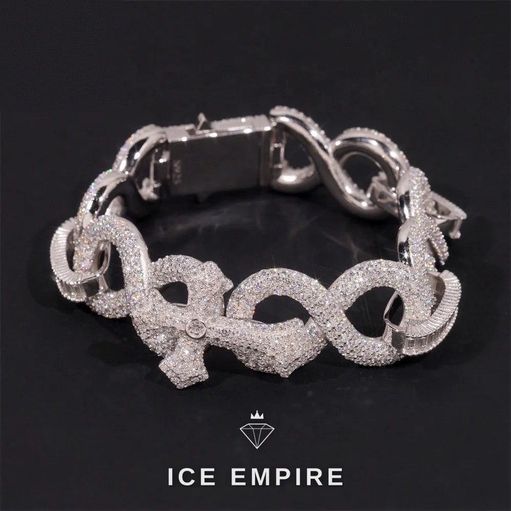 Iced Out Cross Rose Gold Plated Moissanite Cuban Chain