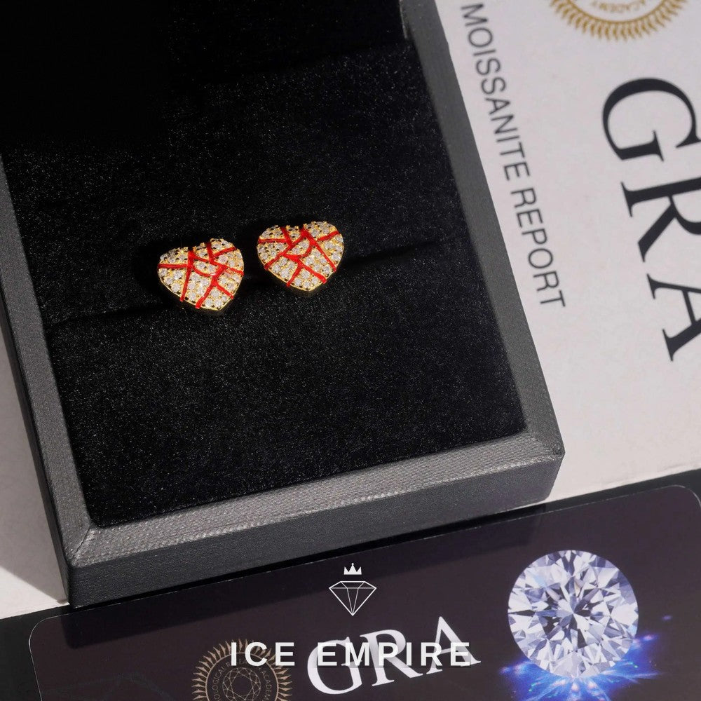 Iced Out Heart 925 Silver Moissanite Earrings