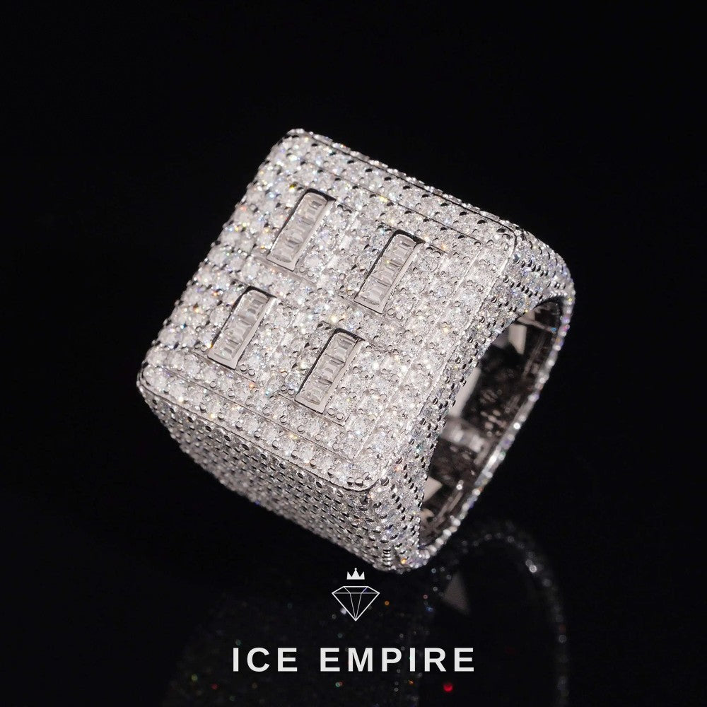 Iced Out Baguette 925 Silver Moissanite Ring