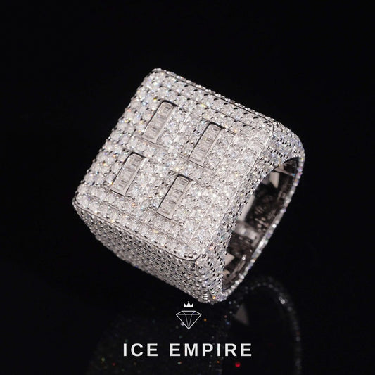Iced Out Baguette 925 Silver Moissanite Ring