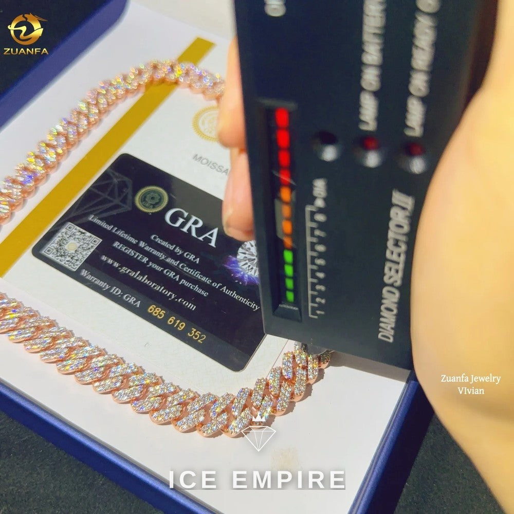 Iced Out Rose Gold Plated Moissanite Cuban Chain