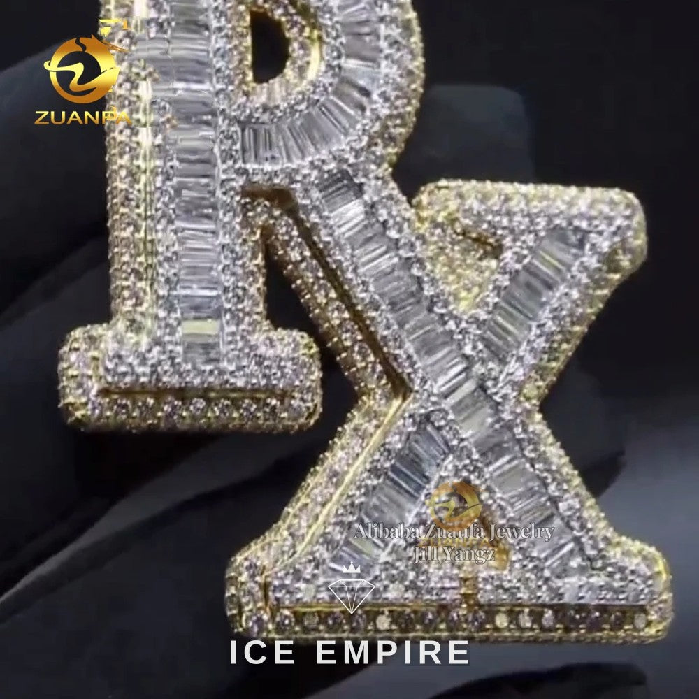 Iced Out Baguette 925 Silver Pendant