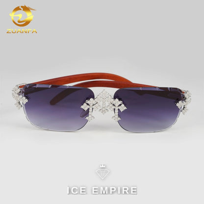 Iced Out Cross 925 Silver Moissanite Glasses