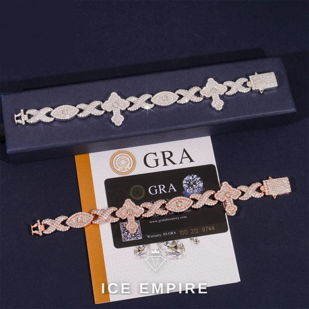 Iced Out Cross Gold Plated Moissanite Cuban Chain
