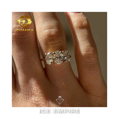 Iced Out Gold Plated Moissanite Wedding Band