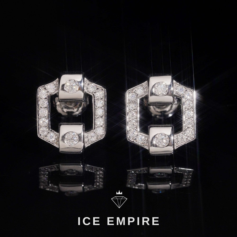 Iced Out 14K Gold Moissanite Stud Earrings
