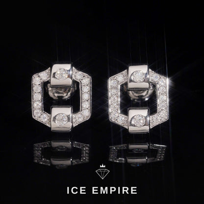 Iced Out 14K Gold Moissanite Stud Earrings
