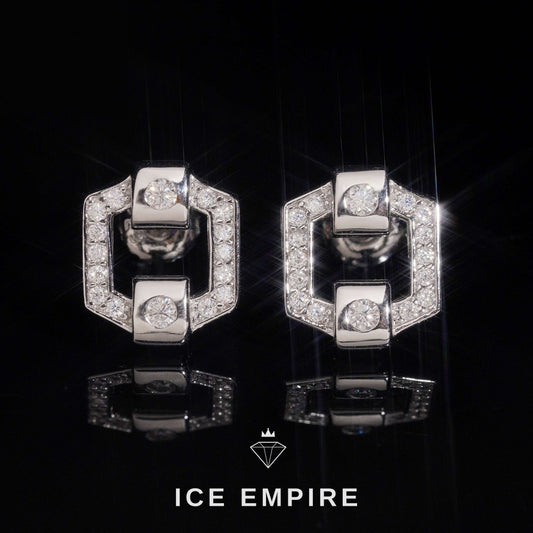 Iced Out 14K Gold Moissanite Stud Earrings