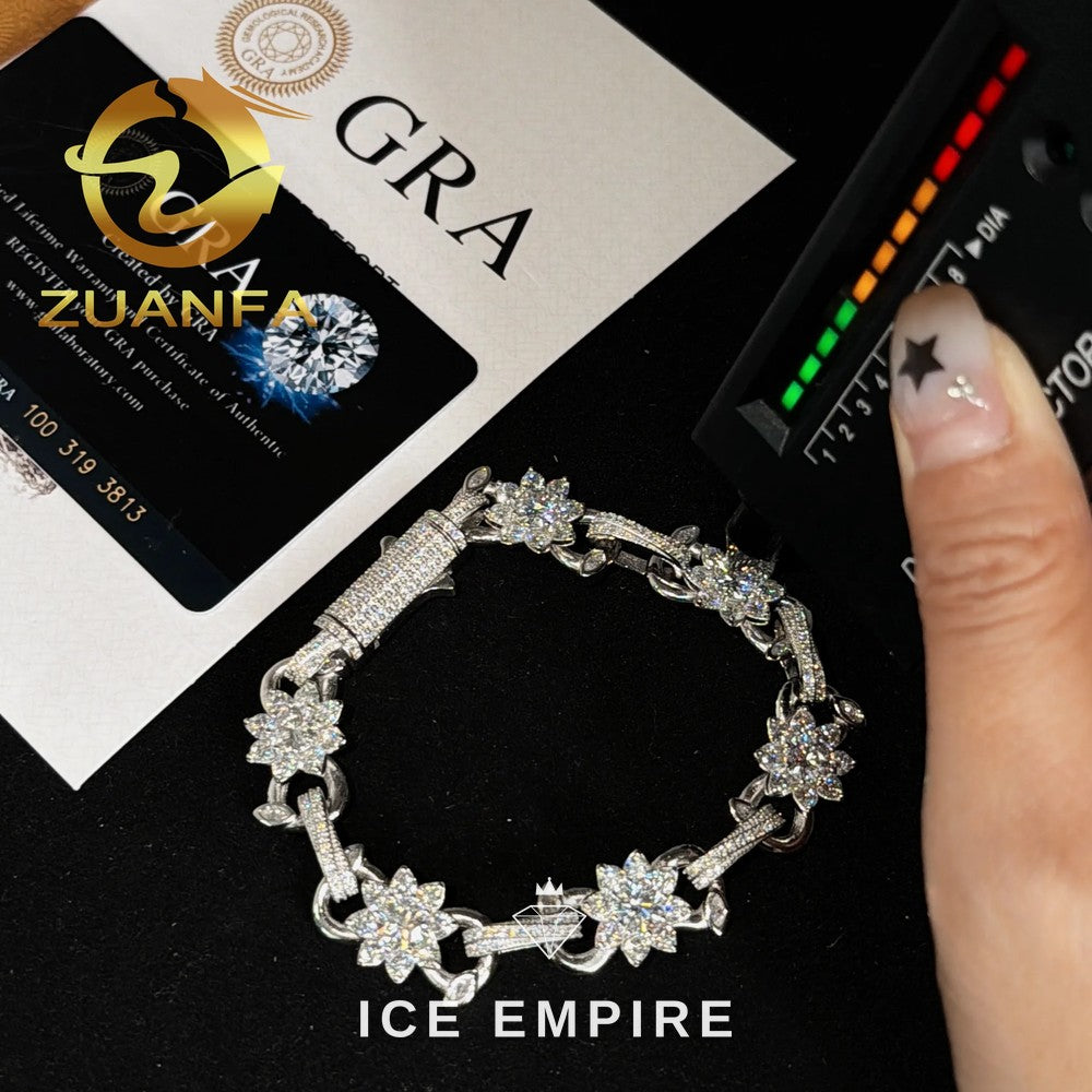 Iced Out 925 Silver Moissanite Cuban Chain