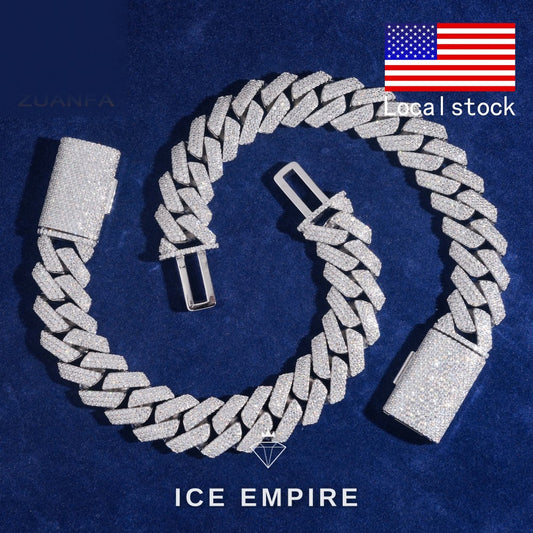Iced Out 925 Silver Moissanite Cuban Chain