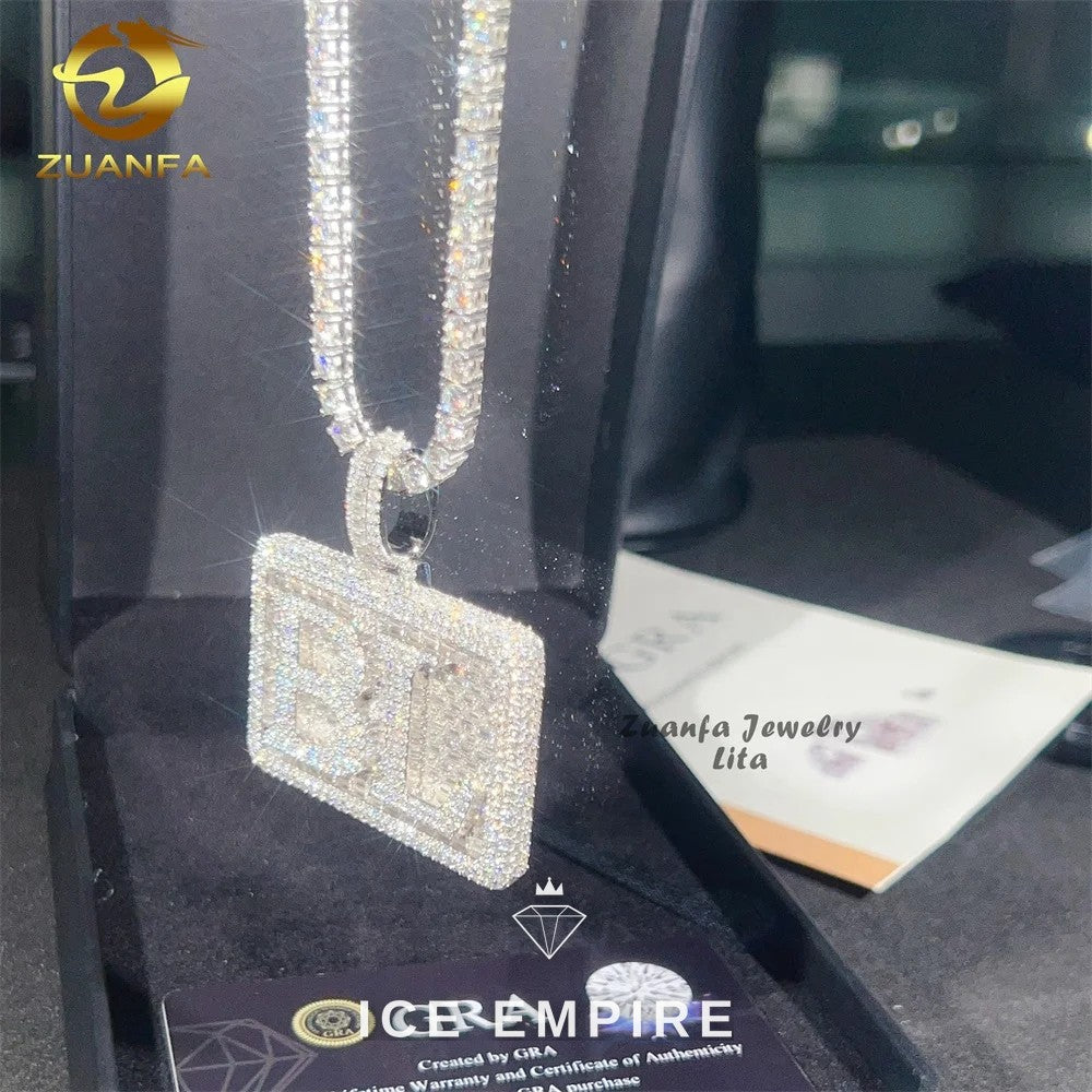 Iced Out Baguette 925 Silver Pendant