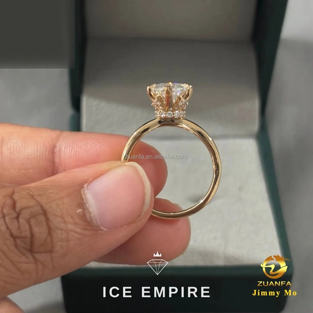 Iced Out 18K Gold Lab Grown Diamond Engagement Ring