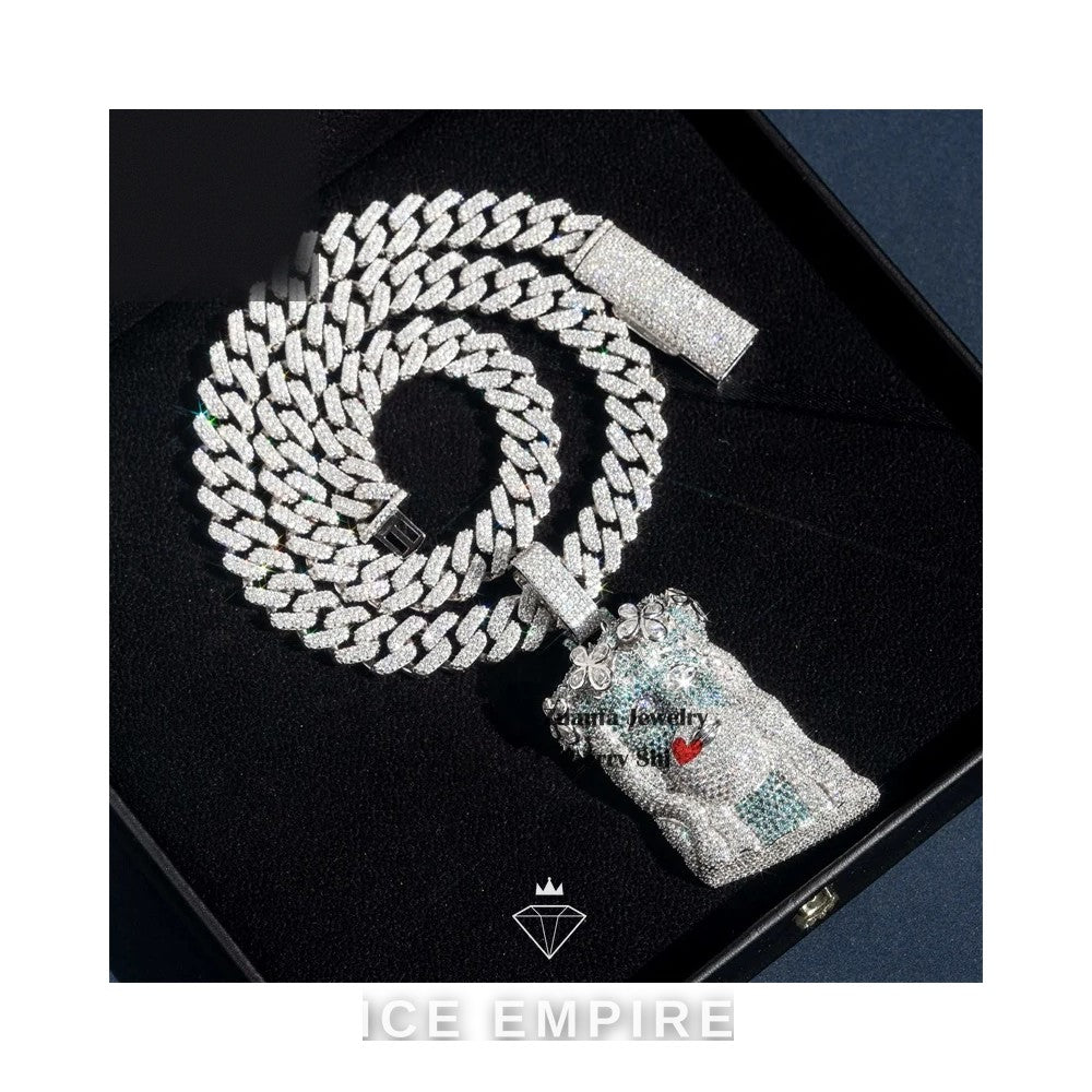Iced Out 18K Gold Moissanite Pendant