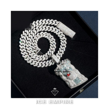 Iced Out 18K Gold Moissanite Pendant