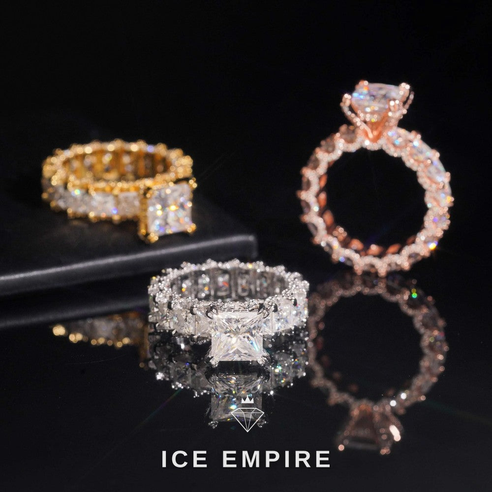 Iced Out Rose Gold Plated Moissanite Engagement Ring