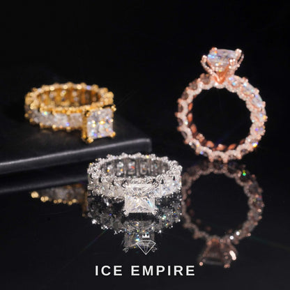 Iced Out Rose Gold Plated Moissanite Engagement Ring