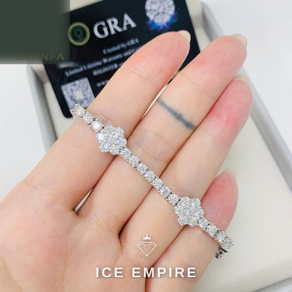 Iced Out Cluster Rose Gold Plated Moissanite Cuban Chain
