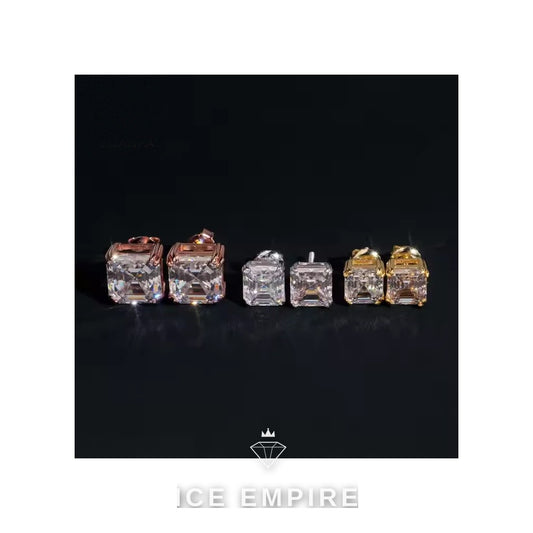 Iced Out Rose Gold Plated Moissanite Earrings