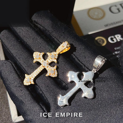 Iced Out Cross 925 Silver Pendant