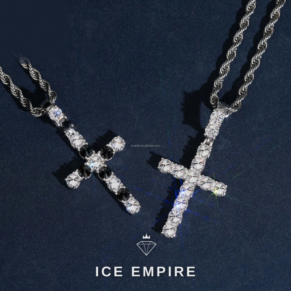 Iced Out Cross Gold Plated Moissanite Pendant