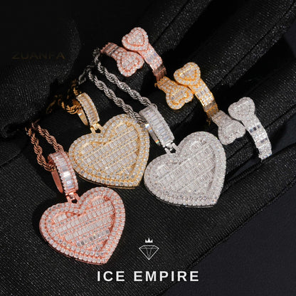 Iced Out Baguette Rose Gold Plated Moissanite Pendant