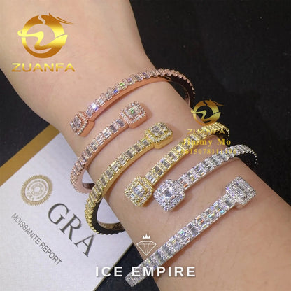 Iced Out Baguette Rose Gold Plated Moissanite Bracelet