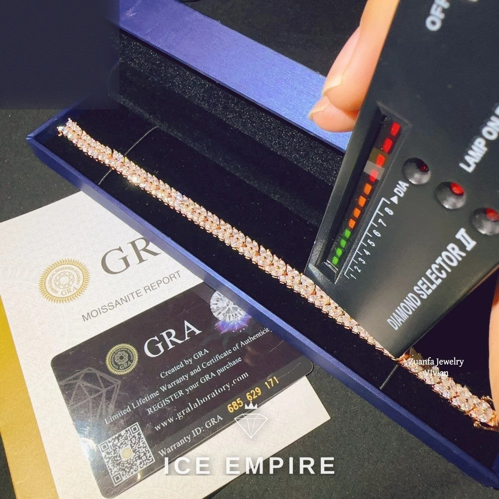 Iced Out 925 Silver Moissanite Tennis Chain