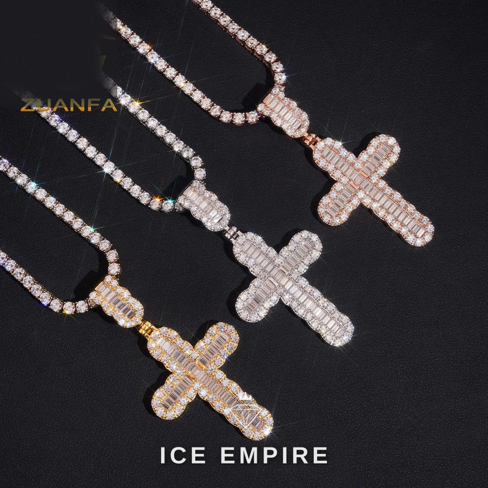 Iced Out Baguette Rose Gold Plated Moissanite Pendant