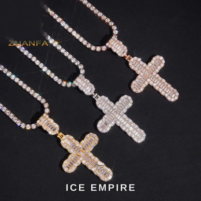 Iced Out Baguette Rose Gold Plated Moissanite Pendant