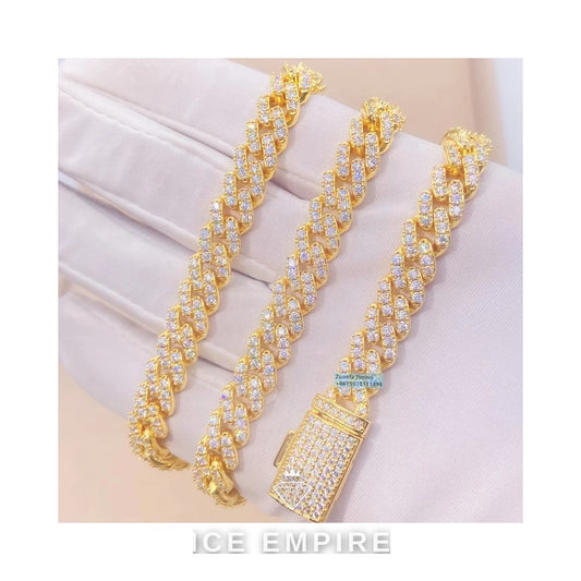 Iced Out 925 Silver Moissanite Cuban Chain