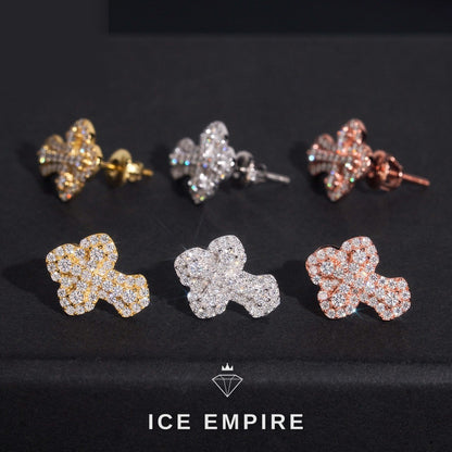 Iced Out Cross 925 Silver Moissanite Stud Earrings