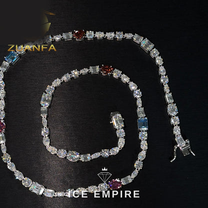 Iced Out 925 Silver Moissanite Tennis Chain