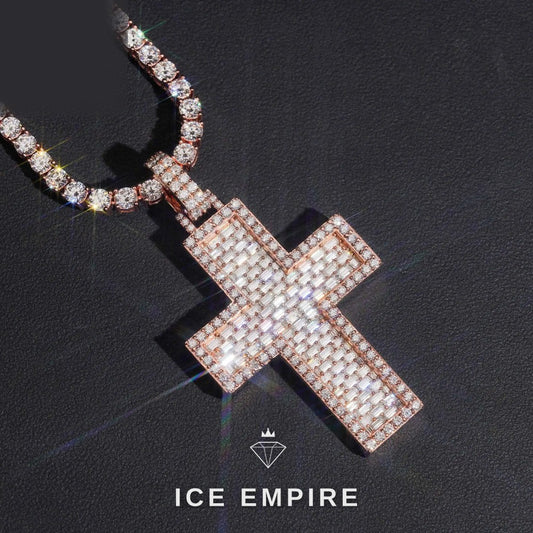 Iced Out Baguette 925 Silver Moissanite Pendant