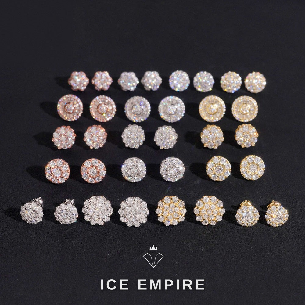 Iced Out Gold Plated Moissanite Stud Earrings
