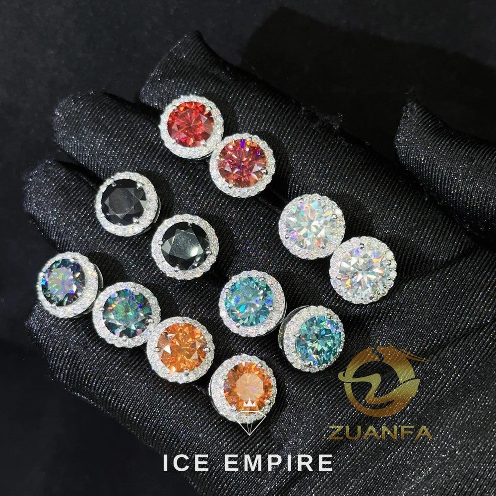 Iced Out 925 Silver Moissanite Stud Earrings